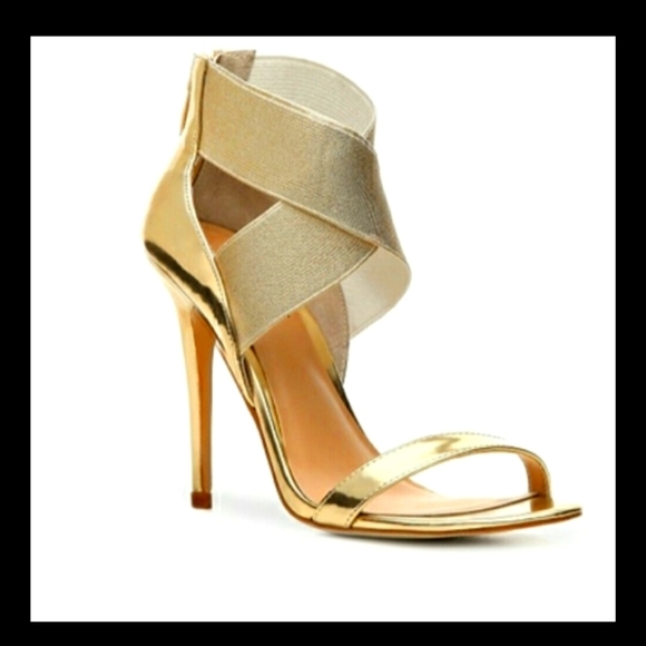 BEAUTIFUL  METALLIC  GOLD HEELS - Picture 1 of 16